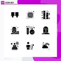 Stock Vector Icon Pack of 9 Line Signs and Symbols for female blogger smart blog garden Editable Vector Design Elements