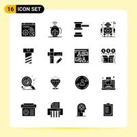 16 iconos creativos para el diseño moderno de sitios web y aplicaciones móviles receptivas 16 signos de símbolos de glifo sobre fondo blanco paquete de 16 iconos vector