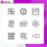 Line Icon set Pack of 9 Outline Icons isolated on White Background for Web Print and Mobile vector