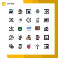Group of 25 Filled line Flat Colors Signs and Symbols for development coding app settings network Editable Vector Design Elements