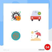 Group of 4 Flat Icons Signs and Symbols for administrator link product important url Editable Vector Design Elements