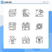 Modern 9 Line style icons Outline Symbols for general use Creative Line Icon Sign Isolated on White Background 9 Icons Pack vector