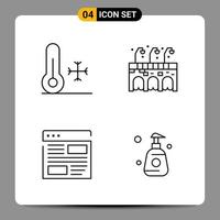 4 Black Icon Pack Outline Symbols Signs for Responsive designs on white background 4 Icons Set vector