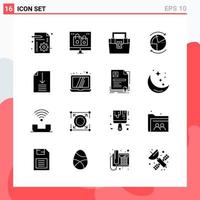 Collection of 16 Vector Icons in solid style Modern Glyph Symbols for Web and Mobile Solid Icon Sign Isolated on White Background 16 Icons