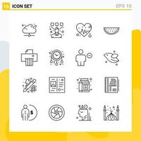 Collection of 16 Universal Line Icons Icon Set for Web and Mobile vector