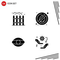 Collection of 4 Vector Icons in solid style Pixle Perfect Glyph Symbols for Web and Mobile Solid Icon Signs on White Background 4 Icons