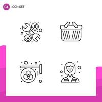 Outline Icon set Pack of 4 Line Icons isolated on White Background for responsive Website Design Print and Mobile Applications vector