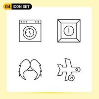 4 Creative Icons for Modern website design and responsive mobile apps 4 Outline Symbols Signs on White Background 4 Icon Pack vector