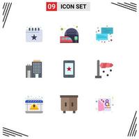 Set of 9 Modern UI Icons Symbols Signs for mobile home communication building chat Editable Vector Design Elements