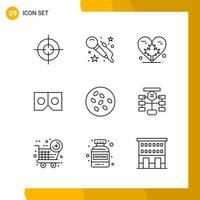 9 Icon Set Line Style Icon Pack Outline Symbols isolated on White Backgound for Responsive Website Designing vector