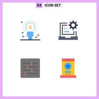 Pack of 4 Modern Flat Icons Signs and Symbols for Web Print Media such as customer html person coding layout Editable Vector Design Elements