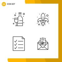 4 Icon Set Line Style Icon Pack Outline Symbols isolated on White Backgound for Responsive Website Designing vector