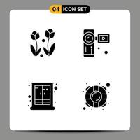 Editable Vector Line Pack of Simple Solid Glyphs of flora cupboard rose camera interior Editable Vector Design Elements