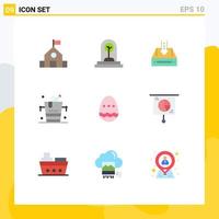 9 User Interface Flat Color Pack of modern Signs and Symbols of ice bucket tree project document Editable Vector Design Elements