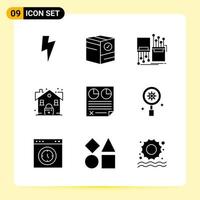 9 Creative Icons for Modern website design and responsive mobile apps 9 Glyph Symbols Signs on White Background 9 Icon Pack vector