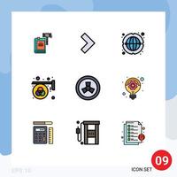 9 User Interface Filledline Flat Color Pack of modern Signs and Symbols of palette color right advertisement network Editable Vector Design Elements