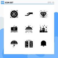 9 Universal Solid Glyphs Set for Web and Mobile Applications park transfer ecommerce medical money Editable Vector Design Elements