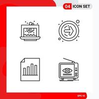 Creative Set of 4 Universal Outline Icons isolated on White Background vector