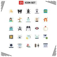 Flat Color Pack of 25 Universal Symbols of presentation paper room report meeting Editable Vector Design Elements