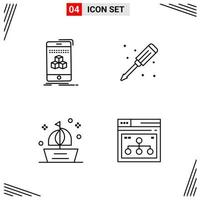 4 Icons Line Style Grid Based Creative Outline Symbols for Website Design Simple Line Icon Signs Isolated on White Background 4 Icon Set vector