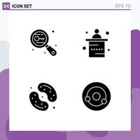 Modern Set of 4 Solid Glyphs Pictograph of key candy search marketing food Editable Vector Design Elements