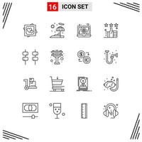 Set of 16 Commercial Outlines pack for food up bug tumbs like Editable Vector Design Elements