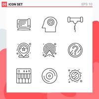 Collection of 9 Vector Icons in Line style Modern Outline Symbols for Web and Mobile Line Icon Sign Isolated on White Background 9 Icons