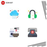 Pack of 4 creative Flat Icons of journalist service weather support wax Editable Vector Design Elements