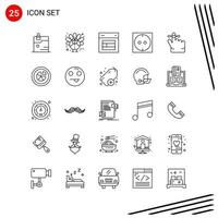 colección de 25 iconos vectoriales en estilo de línea símbolos de contorno perfecto de píxel para web y signos de icono de línea móvil sobre fondo blanco 25 iconos vector