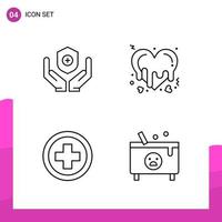 Outline Icon set Pack of 4 Line Icons isolated on White Background for responsive Website Design Print and Mobile Applications vector