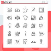 colección de 25 iconos vectoriales en estilo de línea símbolos de contorno modernos para web y signo de icono de línea móvil aislado en fondo blanco 25 iconos