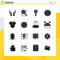 Collection of 16 Universal Solid Icons Icon Set for Web and Mobile vector