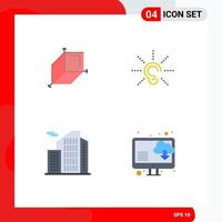 Mobile Interface Flat Icon Set of 4 Pictograms of box estate awareness hearing office Editable Vector Design Elements