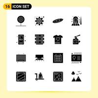 Set of 16 Modern UI Icons Symbols Signs for snooker player settings billiards system Editable Vector Design Elements