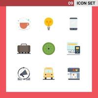 Universal Icon Symbols Group of 9 Modern Flat Colors of kiwi food smart phone vehicle railroad Editable Vector Design Elements