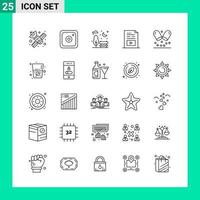 Pack of 25 Line Style Icon Set Outline Symbols for print Creative Signs Isolated on White Background 25 Icon Set vector