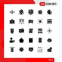 25 Universal Solid Glyphs Set for Web and Mobile Applications color arts server art gear Editable Vector Design Elements