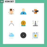 Flat Color Pack of 9 Universal Symbols of money user unlocked profile personal Editable Vector Design Elements