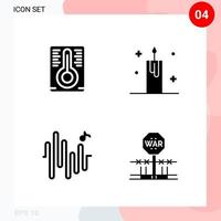 Vector Pack of 4 Icons in Solid Style Creative Glyph Pack isolated on White Background for Web and Mobile