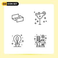 4 Creative Icons for Modern website design and responsive mobile apps 4 Outline Symbols Signs on White Background 4 Icon Pack vector