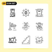 9 Creative Icons for Modern website design and responsive mobile apps 9 Outline Symbols Signs on White Background 9 Icon Pack vector