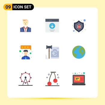 9 Thematic Vector Flat Colors and Editable Symbols of gdpr feedback message customer satisfaction protect Editable Vector Design Elements