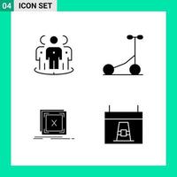 Pack of 4 Solid Style Icon Set Glyph Symbols for print Creative Signs Isolated on White Background 4 Icon Set vector