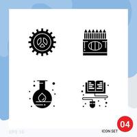 Solid Glyph Pack of 4 Universal Symbols of options education web design color flask Editable Vector Design Elements