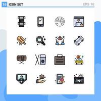 Universal Icon Symbols Group of 16 Modern Flat Color Filled Lines of icecream people forecasting group browser Editable Creative Vector Design Elements