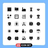 Universal Icon Symbols Group of 25 Modern Solid Glyphs of fast hourglass server deadline industry Editable Vector Design Elements