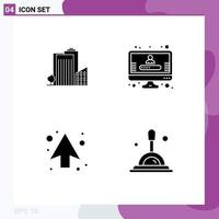 4 Universal Solid Glyph Signs Symbols of building arrows tower profile direction Editable Vector Design Elements