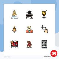 Pictogram Set of 9 Simple Filledline Flat Colors of father promote disk marketing launch Editable Vector Design Elements