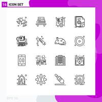 Outline Pack of 16 Universal Symbols of type writer developer automation coding api Editable Vector Design Elements