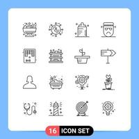 paquete de iconos de vector de stock de 16 signos y símbolos de línea para diversión enfermedad de halloween frankenstein mal elementos de diseño de vector editables